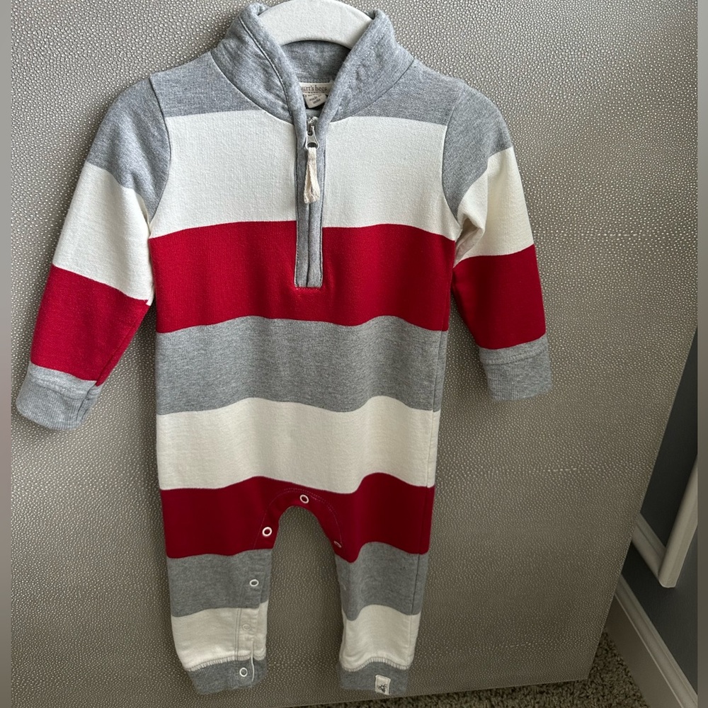 Rugby print cotton jumper